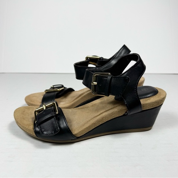 Giani Bernini Bryana Wedge Sandal Black open Toe Womens Size 6 - Picture 1 of 11